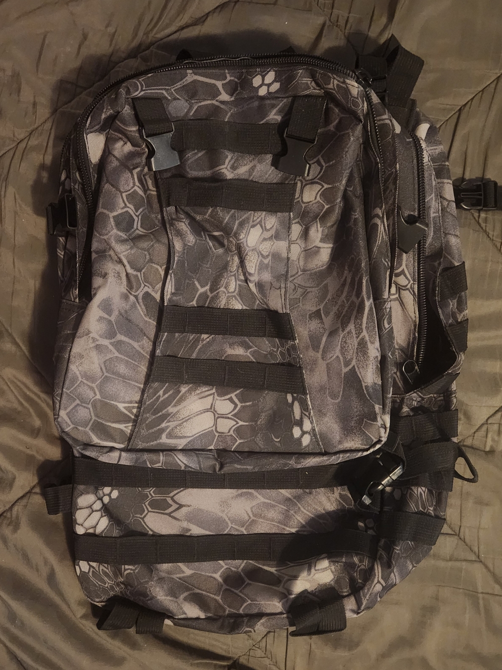 Tactical Men's Backpack – Gray Camo...Heavy Material As Well As Zippers...
